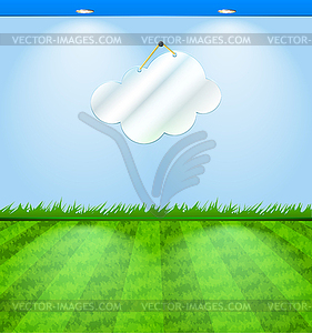 Eco themed room with cloud shaped mirror - color vector clipart