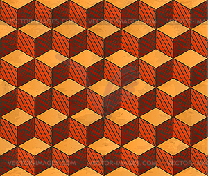 Aged drawing styled cubes pattern - vector clipart