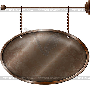 Elliptic rusty metal signboard - vector image