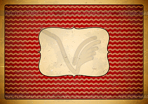 Red vintage frame with wave pattern - vector clip art