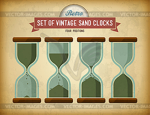 Set of vintage sand clocks - vector clipart