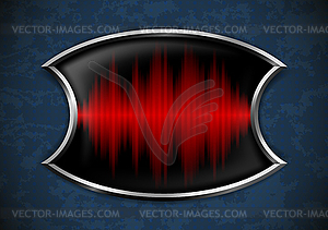 Metal frame with sound wave - royalty-free vector clipart