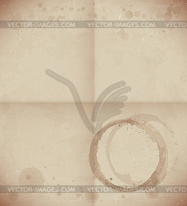 Aged paper with coffee cup trace - color vector clipart