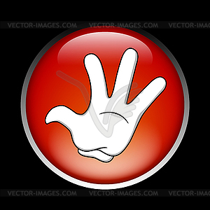 Cartoon stop hand on button - vector clip art