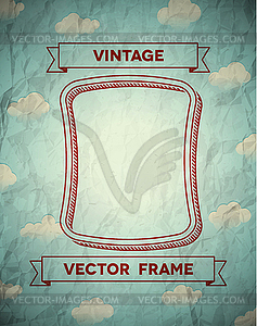 Vintage smooth frame with clouds - vector image