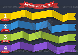 Vintage card with infographic ribbon rows - vector image