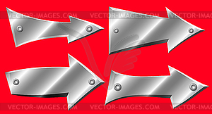 Set of metal arrows with rivets - vector image