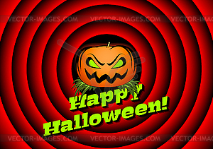 Halloween card with pumpkin - vector image