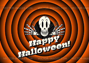 Halloween card with skeleton - vector image