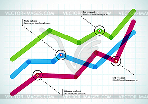 Intersecting graph lines with round pointers - vector clipart