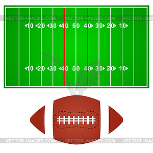 Американский футбольное поле с мячом - векторный клипарт / векторное изображение