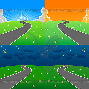 Day and night scene set - vector EPS clipart