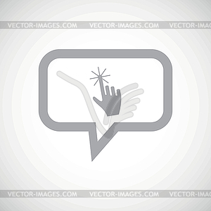 Hand cursor grey message icon - vector image