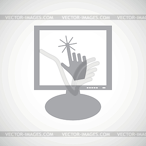 Hand cursor grey monitor icon - vector image