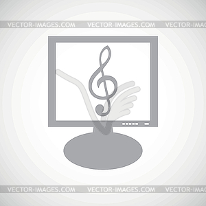 Music grey monitor icon - vector image