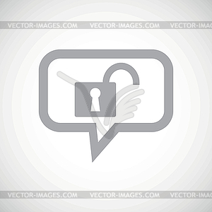 Unlocked grey message icon - vector clipart