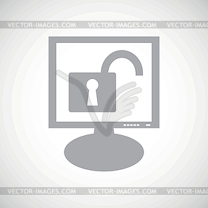 Unlocked grey monitor icon - vector EPS clipart