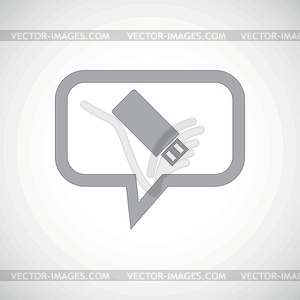 USB stick grey message icon - vector image