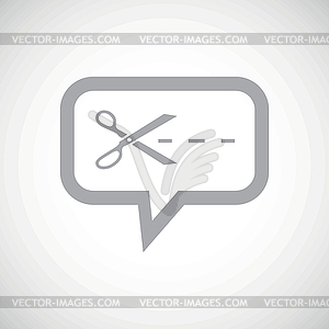 Cut grey message icon - vector image