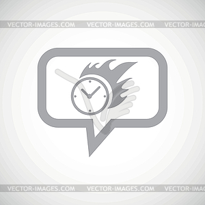 Burning clock grey message icon - vector clipart