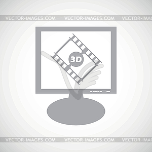 3D movie grey monitor icon - vector clipart