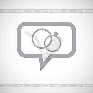 Wedding rings grey message icon - vector clip art