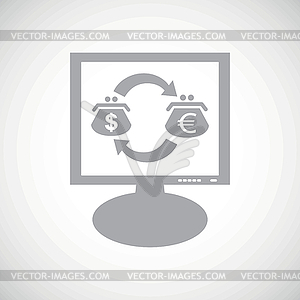 Dollar-euro exchange grey monitor icon - vector clipart