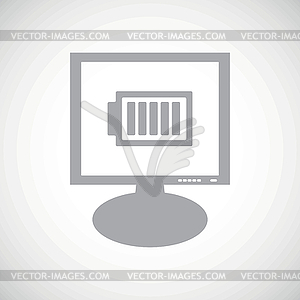 Charged battery grey monitor icon - vector clipart