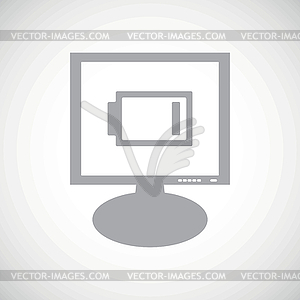 Discharged battery grey monitor icon - vector image