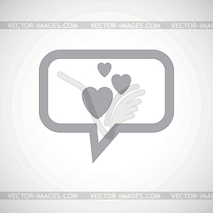 Love grey message icon - vector clip art