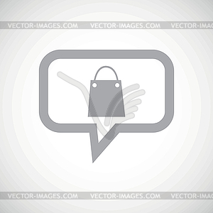 Shopping bag grey message icon - vector image