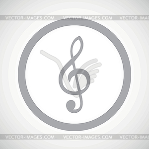 Grey treble clef sign icon - vector EPS clipart