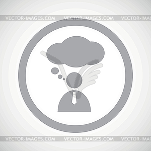 Grey thinking person sign icon - stock vector clipart