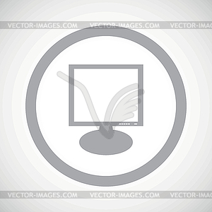 Grey monitor sign icon - vector image