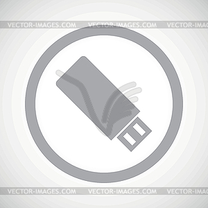 Grey USB stick sign icon - vector clip art