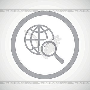 Grey global search sign icon - stock vector clipart