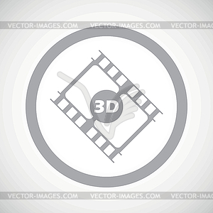 Grey 3D movie sign icon - vector clip art