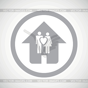 Grey family house sign icon - vector image