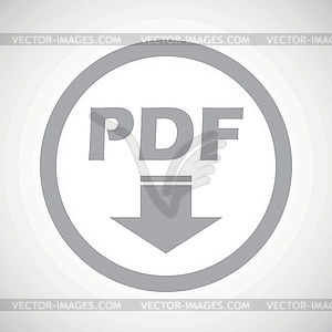 Grey PDF download sign icon - vector image