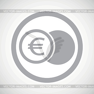 Grey euro coin sign icon - vector image