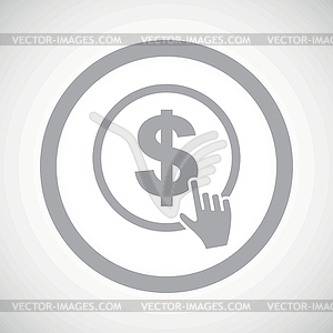 Grey dollar click sign icon - vector clip art