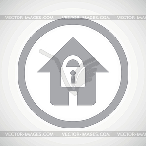 Grey locked house sign icon - vector image