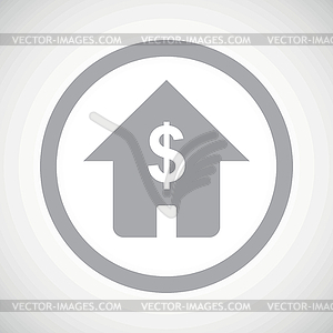 Grey dollar house sign icon - vector image