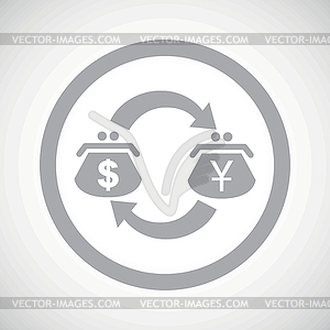 Grey dollar yen exchange sign - vector clipart