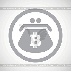 Grey bitcoin purse sign icon - vector clip art