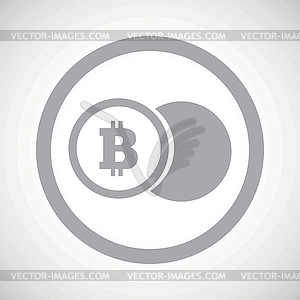 Grey bitcoin coin sign icon - vector image