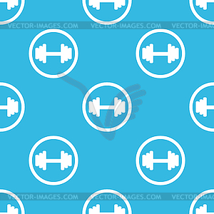 Barbell sign blue pattern - vector image