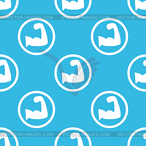 Muscular arm sign blue pattern - vector clipart