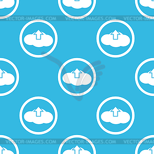 Cloud upload sign blue pattern - vector image