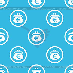 Euro purse sign blue pattern - vector image